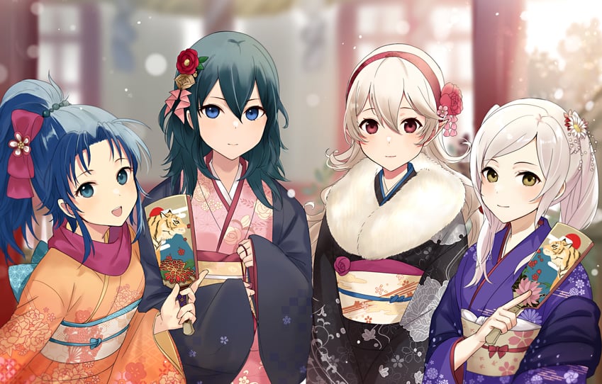 female byleth, female corrin, female robin, and female kris (fire emblem and 4 more) drawn by haru_(nakajou-28)