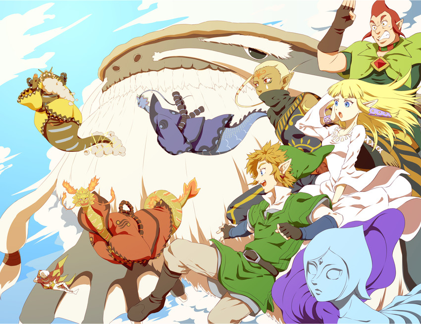 link, princess zelda, impa, fi, ghirahim, and 5 more (the legend of zelda and 1 more) drawn by saiba_(henrietta)