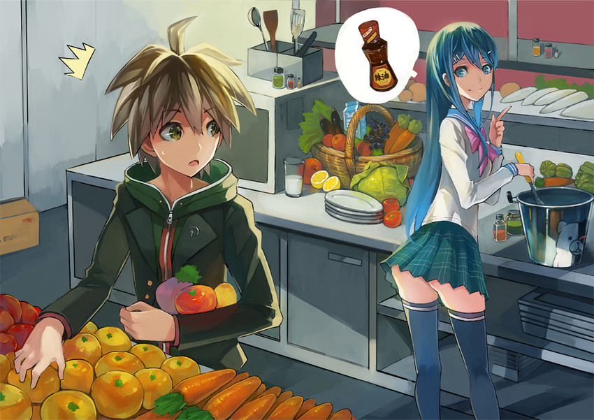 monokuma, naegi makoto, and maizono sayaka (danganronpa and 1 more) drawn by zhuxiao517