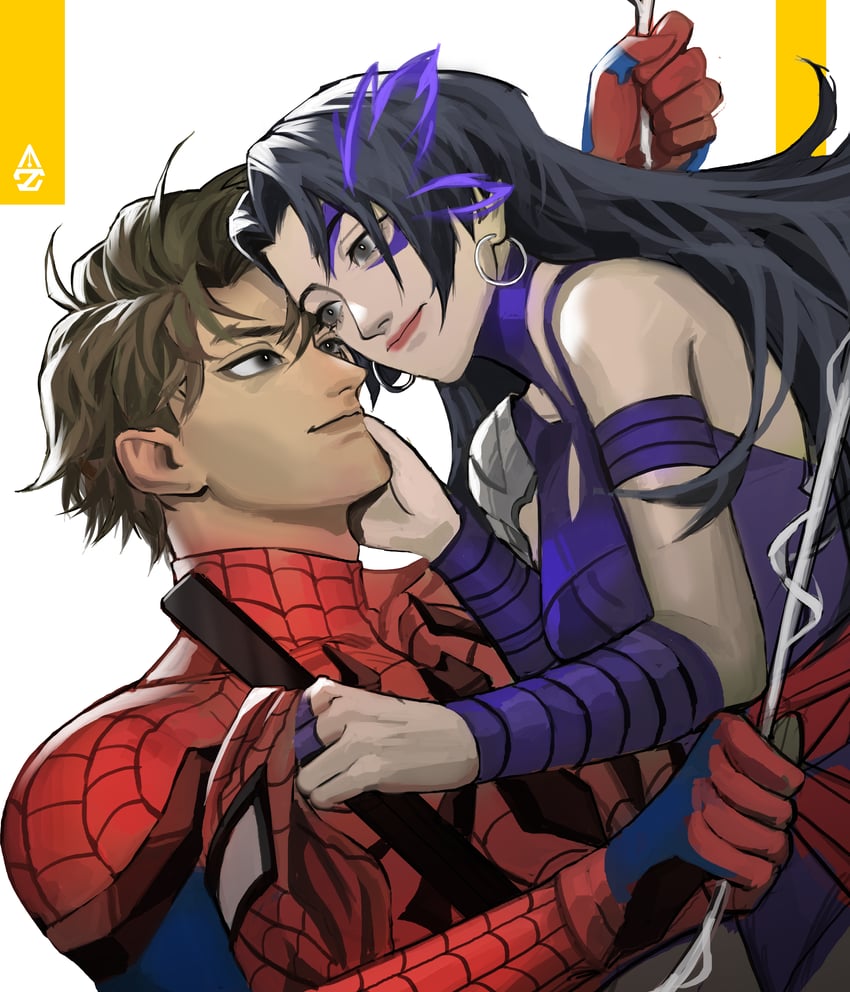 spider-man, psylocke, and peter parker (marvel and 3 more) drawn by artofz99