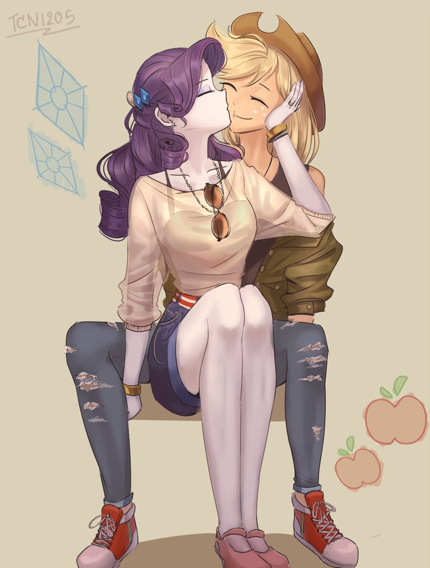 applejack and rarity (my little pony and 2 more) drawn by tcn_tancha