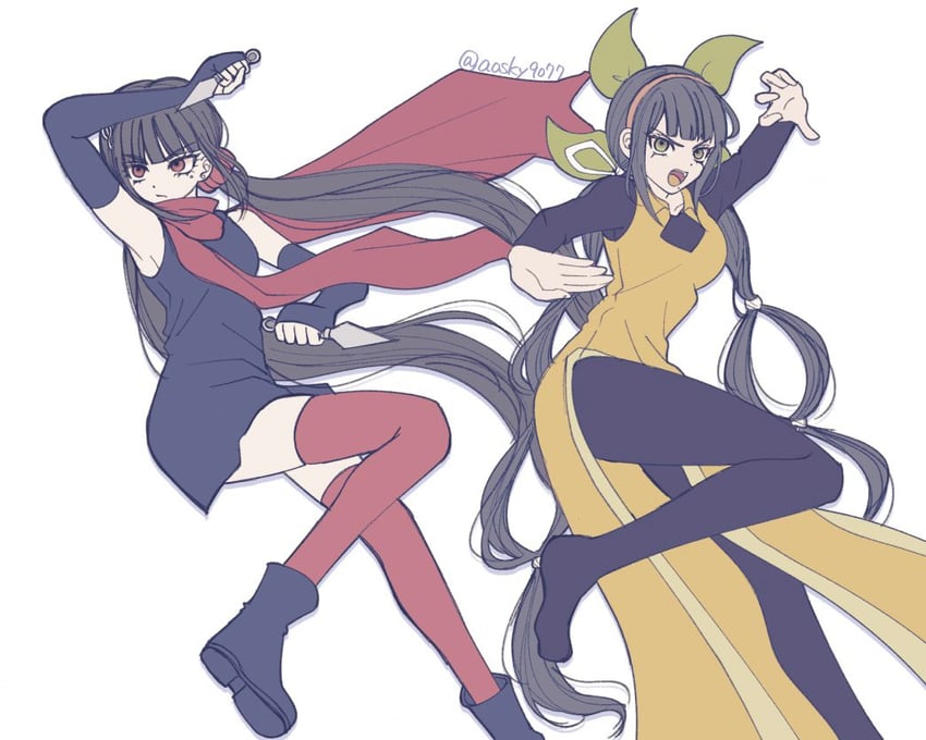 harukawa maki and chabashira tenko (danganronpa and 1 more) drawn by satori_(aosky9077)