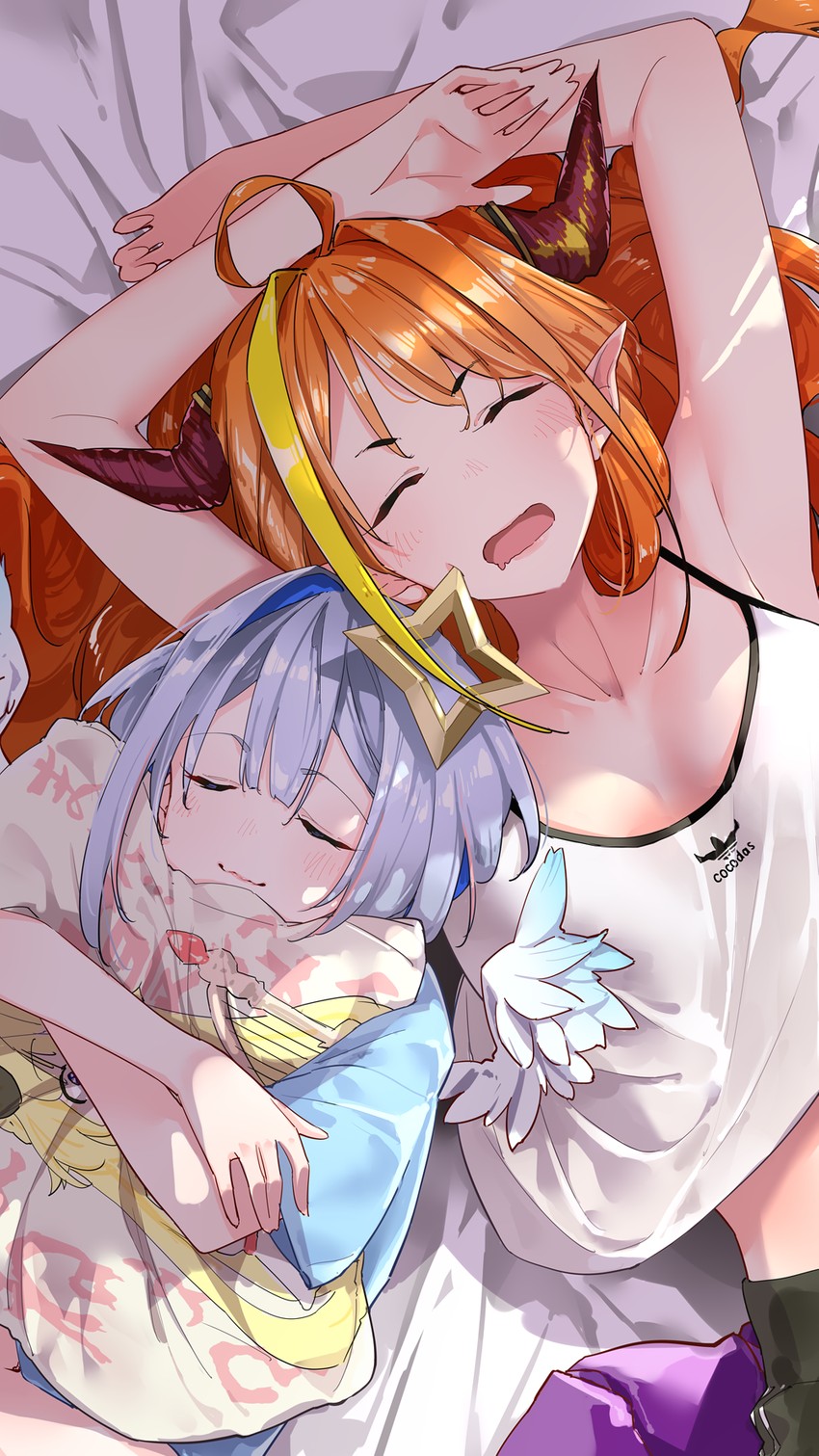 amane kanata, kiryu coco, and tsunomaki watame (hololive) drawn by yuyaiyaui