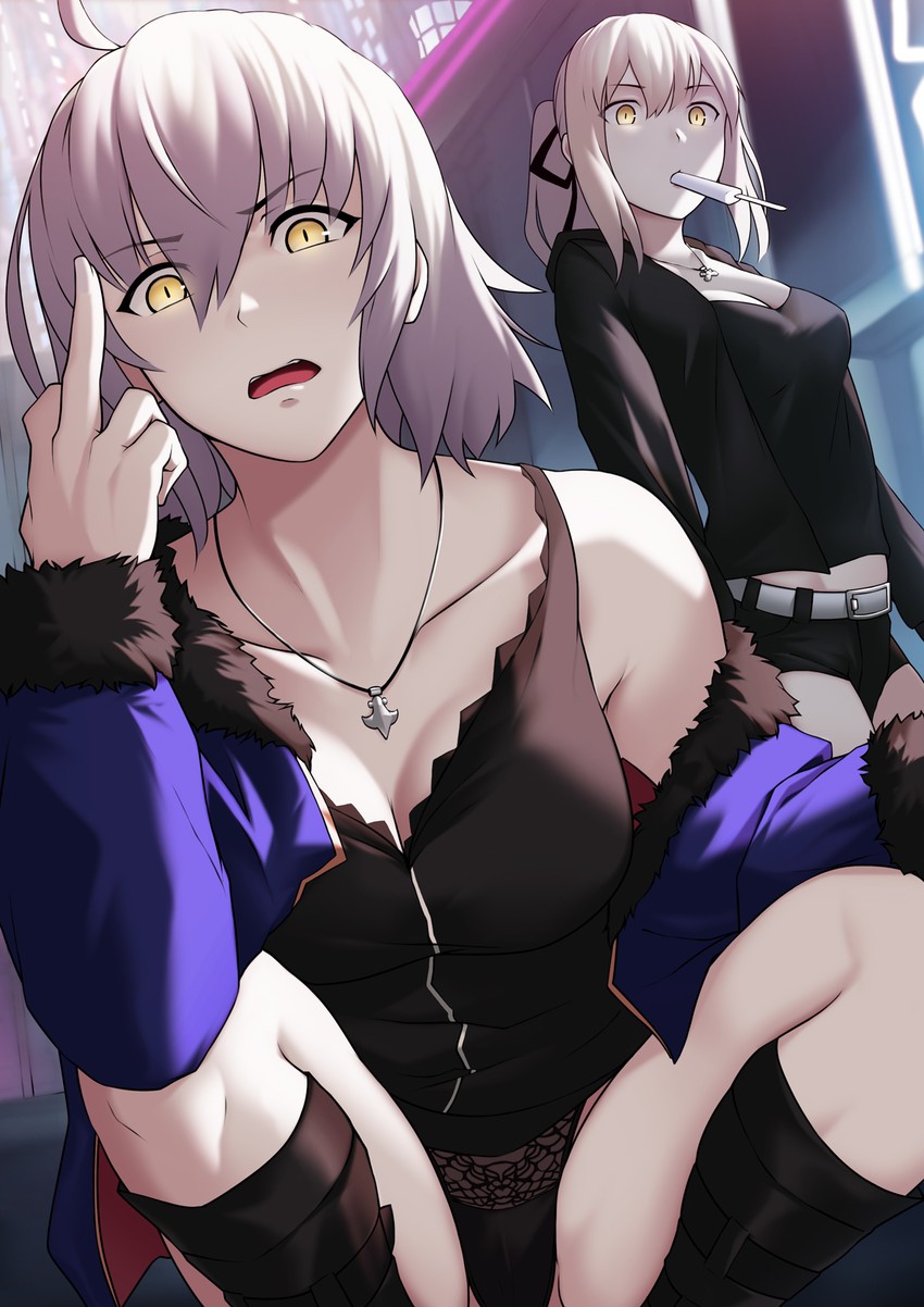 artoria pendragon, jeanne d'arc alter, and saber alter (fate and 1 more) drawn by bbk_(13zk)