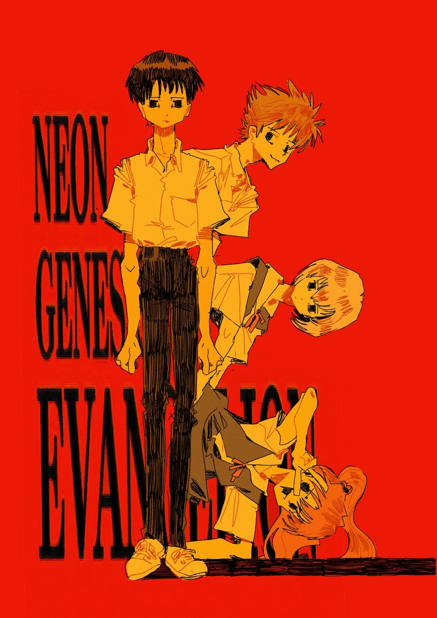 souryuu asuka langley, ayanami rei, ikari shinji, and nagisa kaworu (neon genesis evangelion) drawn by big_squid_man