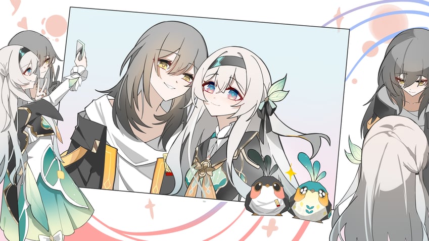 trailblazer, stelle, and firefly (honkai and 1 more) drawn by hua_qian_feng