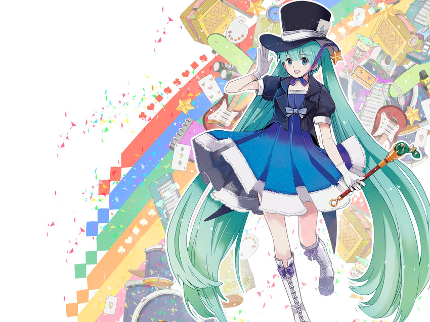 hatsune miku and magical mirai miku (vocaloid and 1 more) drawn by chris4708