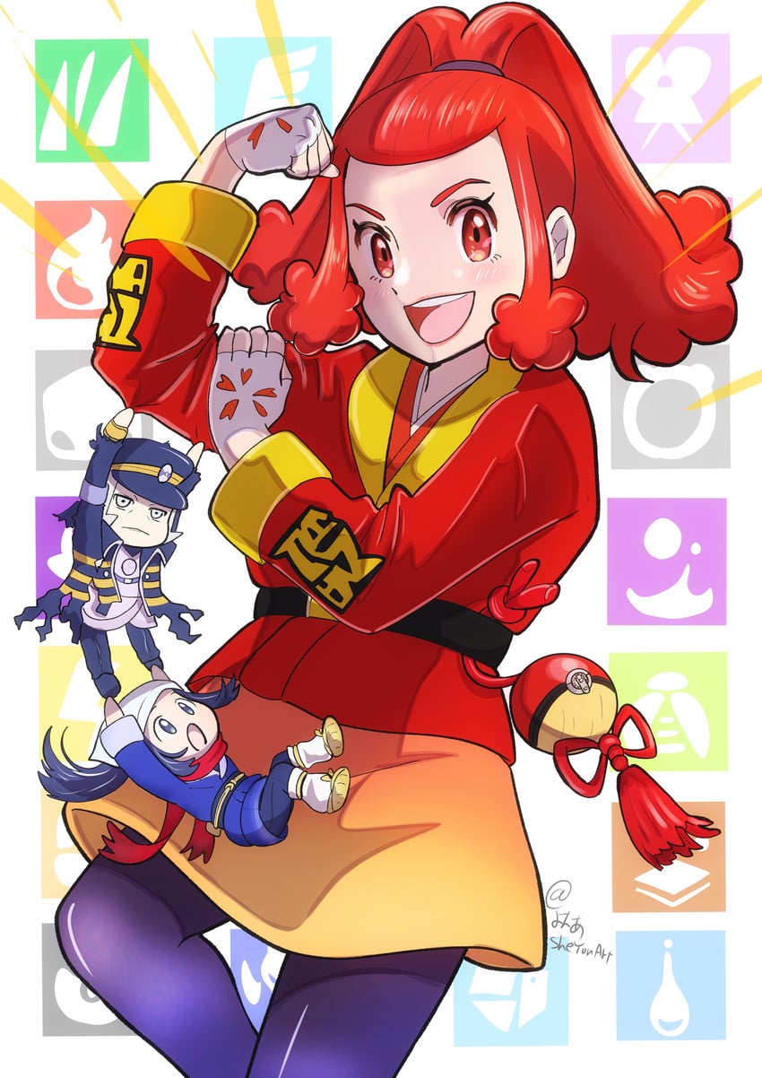 akari, ingo, and zisu (pokemon and 1 more) drawn by sheyona