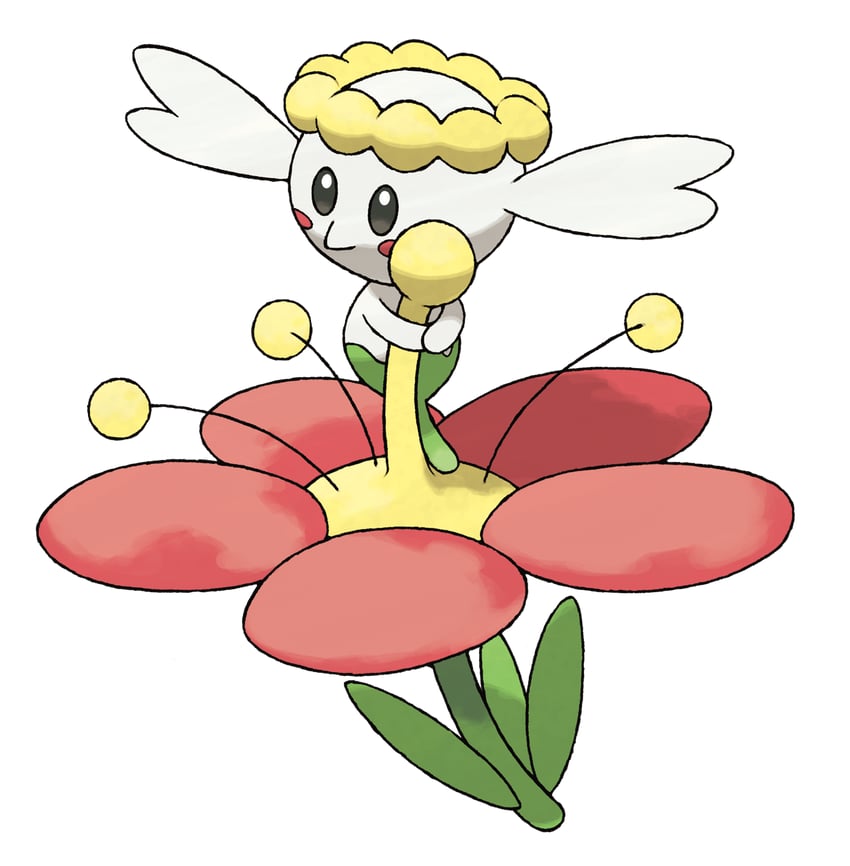 flabebe (pokemon and 1 more) drawn by sugimori_ken