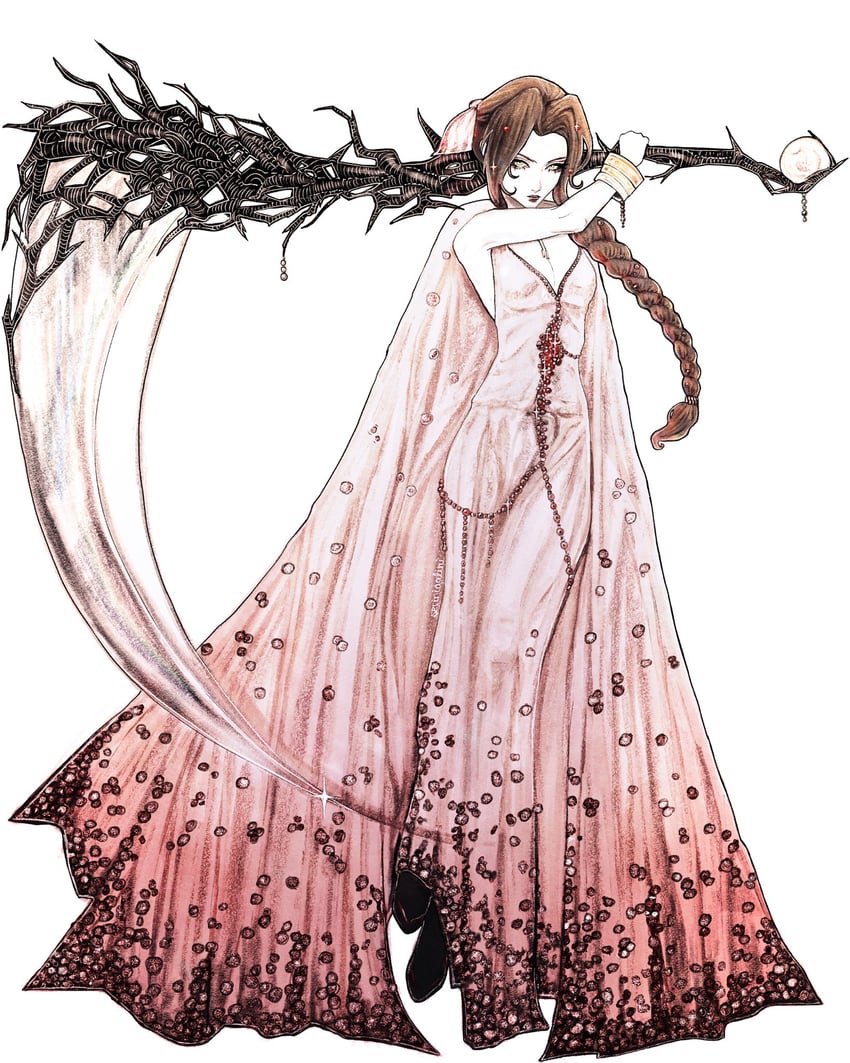 aerith gainsborough (final fantasy and 2 more) drawn by serinigalini