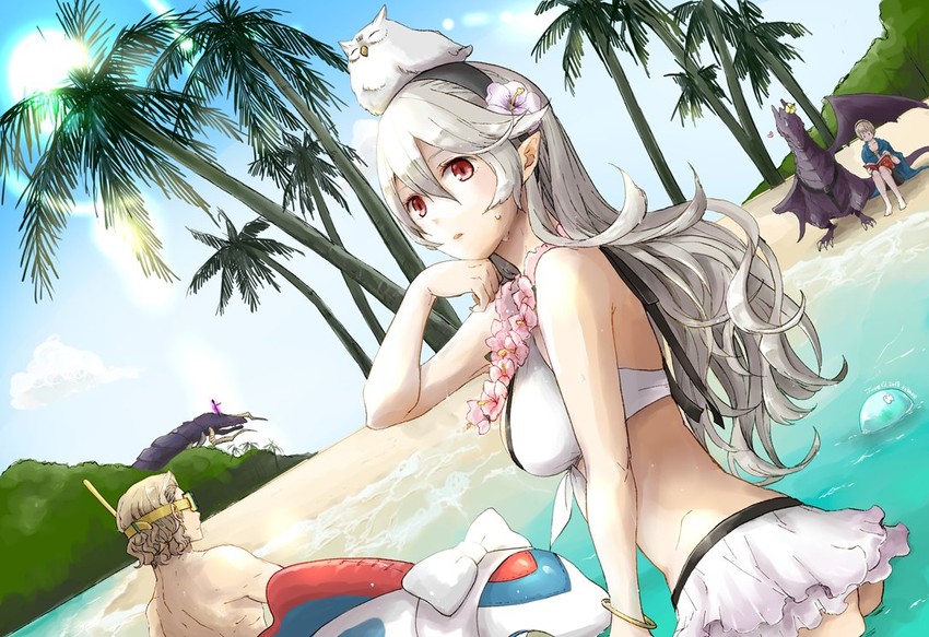 female corrin, leo, xander, feh, lilith, and 1 more (fire emblem and 3 more) drawn by robaco