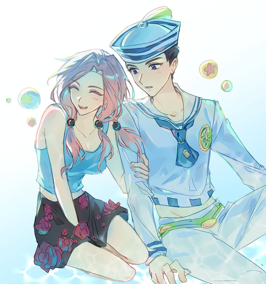 higashikata josuke and hirose yasuho (jojo no kimyou na bouken and 1 more) drawn by 000nannan