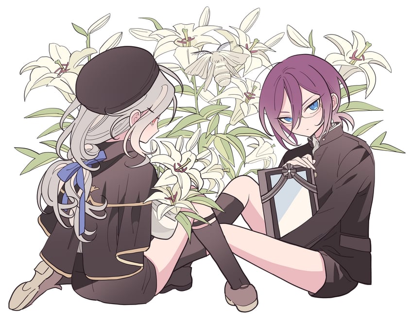 saegusa ibara and ran nagisa (ensemble stars!) drawn by meremero