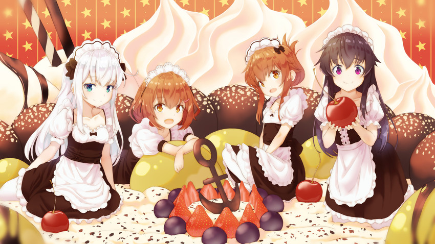 hibiki, inazuma, ikazuchi, and akatsuki (kantai collection) drawn by songchuan_li