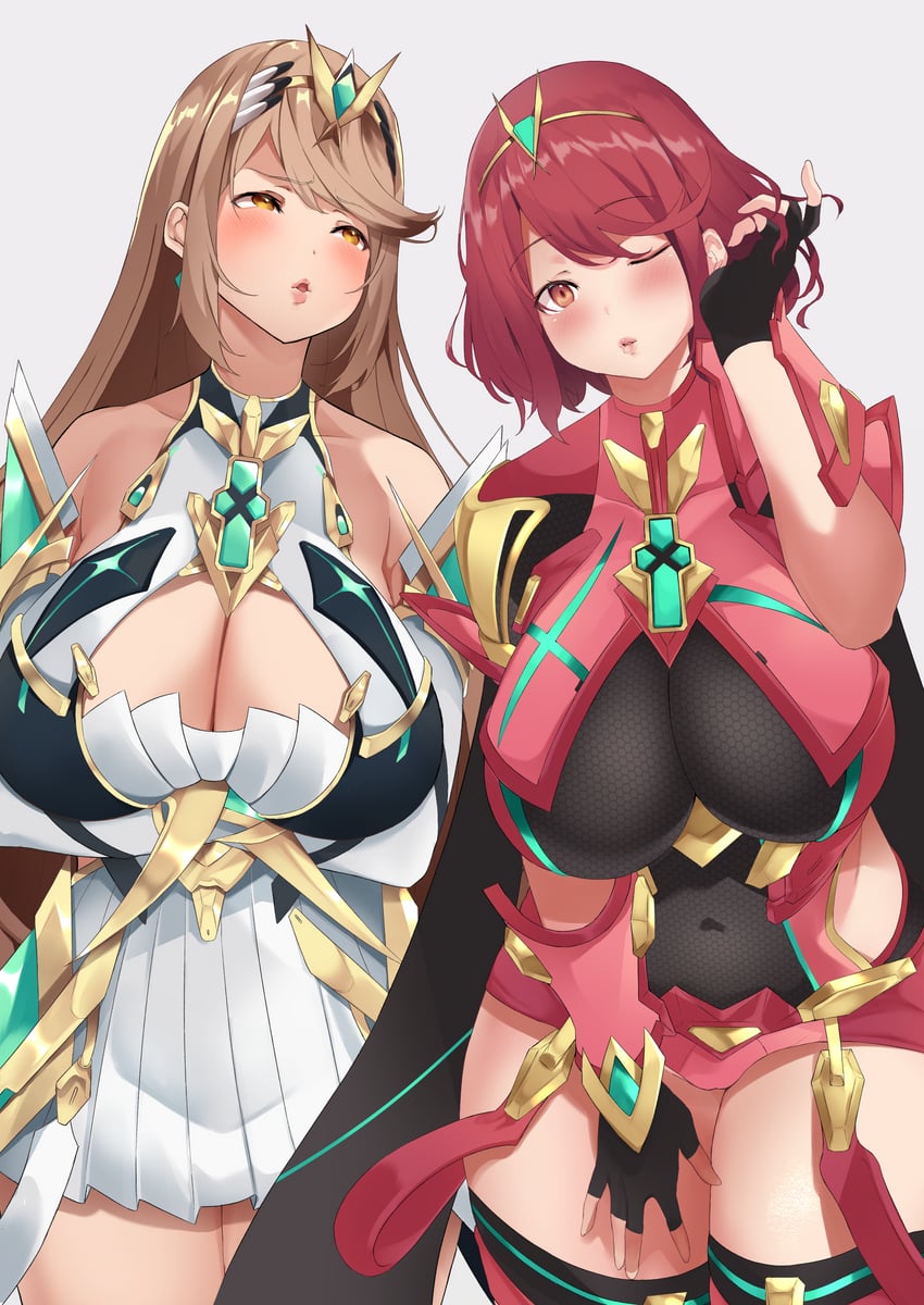 pyra and mythra (xenoblade chronicles and 1 more) drawn by mios1225