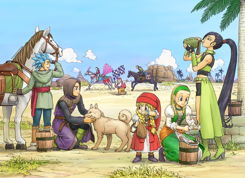 hero, martina, camus, veronica, senya, and 3 more (dragon quest and 1 more) drawn by shinobibe_himika