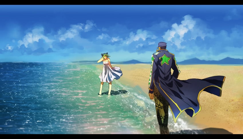 kujo jotaro and kujo jolyne (jojo no kimyou na bouken and 1 more) drawn by abaraya