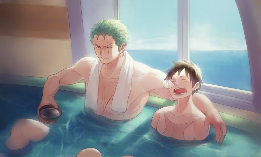 monkey d. luffy and roronoa zoro (one piece) drawn by lu_xiaozhu