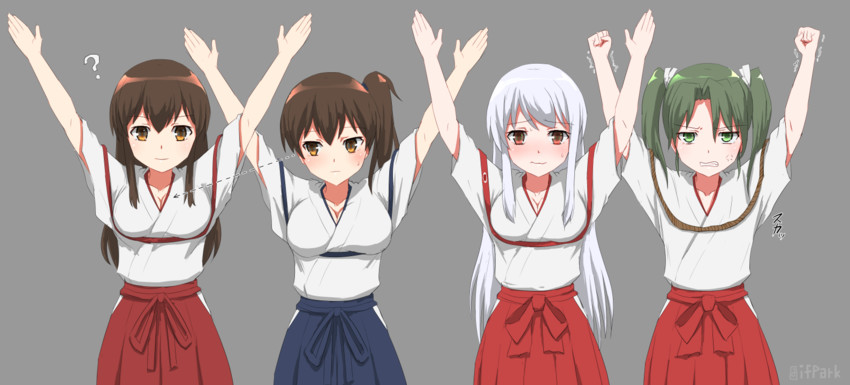 kaga, akagi, zuikaku, and shoukaku (kantai collection) drawn by ifpark_(ifpark.com)