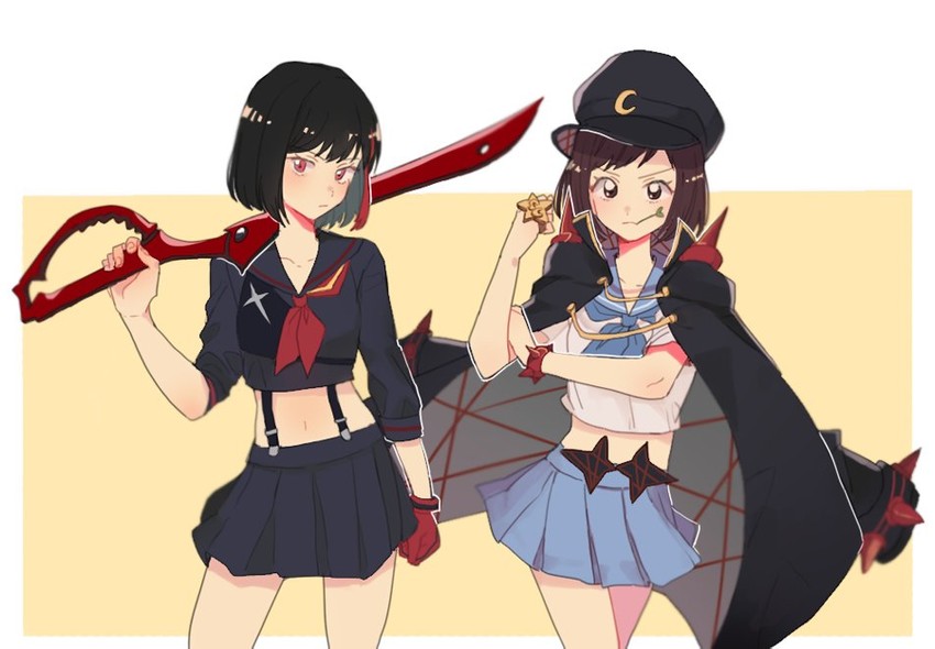 matoi ryuuko, senketsu, mankanshoku mako, mitake ran, and hazawa tsugumi (bang dream! and 1 more) drawn by res2shuu