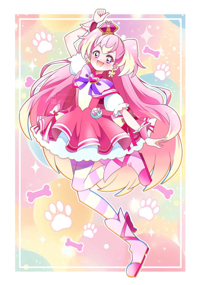 inukai komugi and cure wonderful (precure and 1 more) drawn by potacure