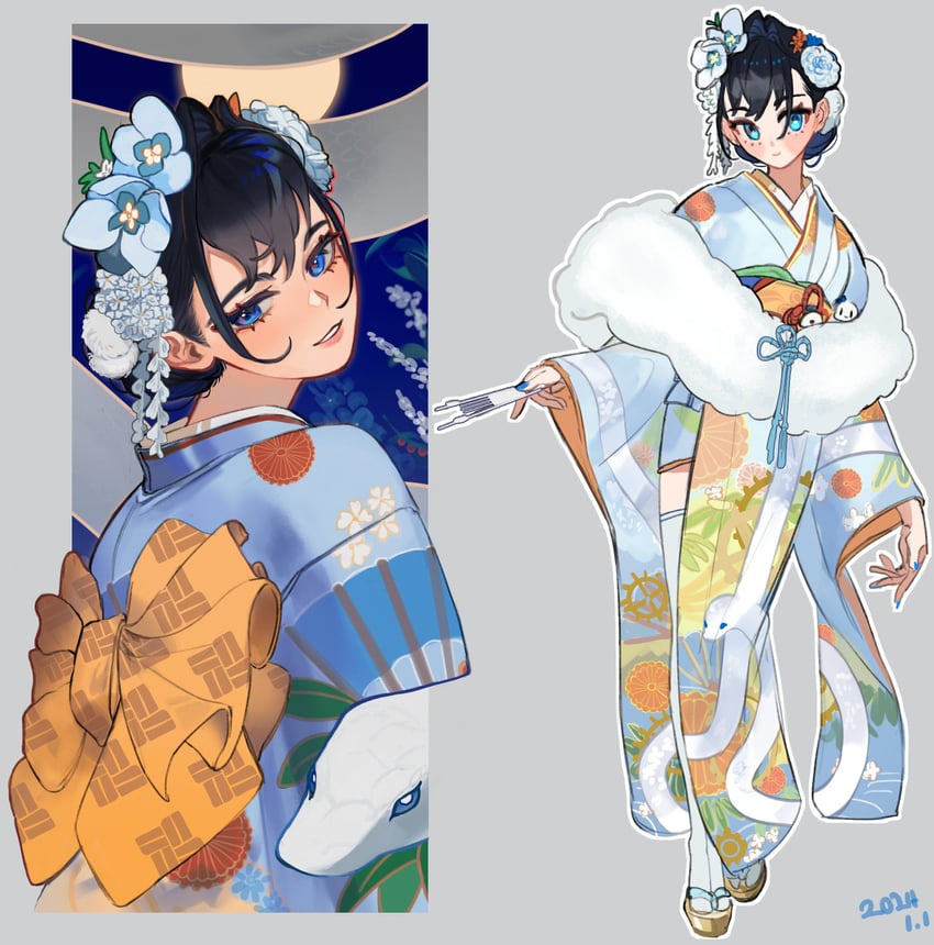 ouro kronii (hololive and 1 more) drawn by eus_ing
