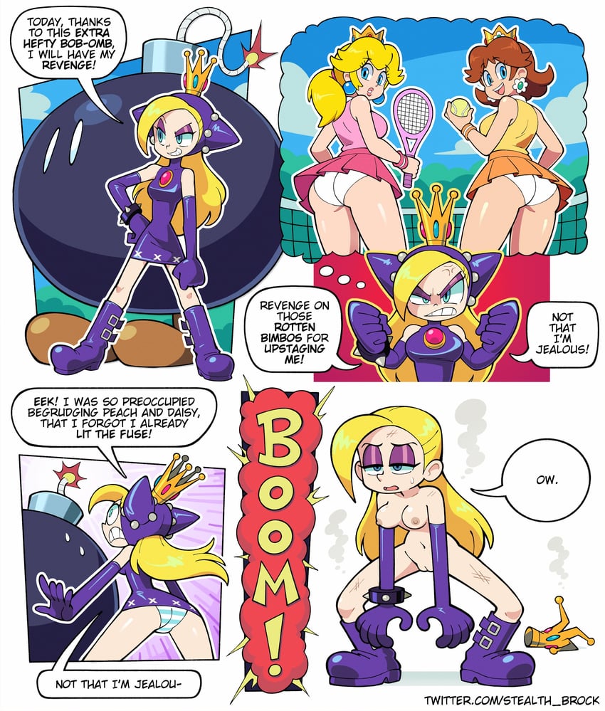 princess peach, princess daisy, bob-omb, and warupeach (mario and 2 more) drawn by shenanimation