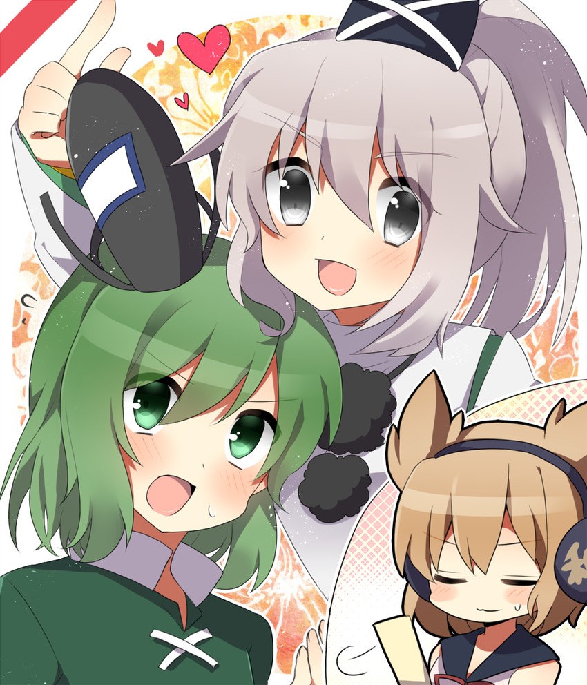 toyosatomimi no miko, mononobe no futo, and soga no tojiko (touhou) drawn by ichimonme_(ichi)