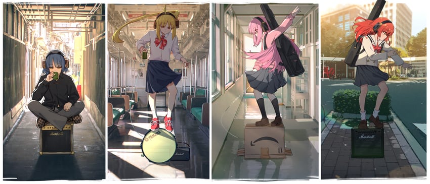 gotoh hitori, kita ikuyo, ijichi nijika, and yamada ryo (bocchi the rock! and 1 more) drawn by jl_tan