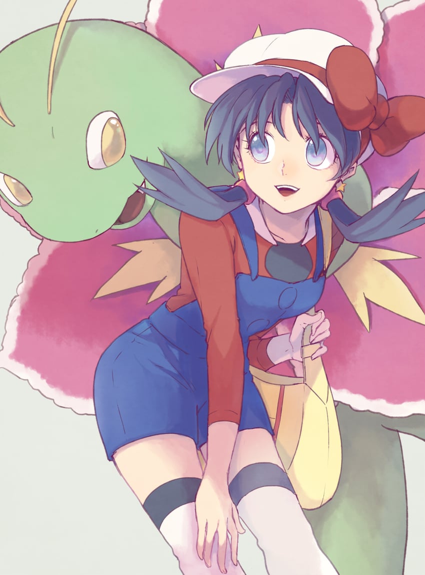 kris and meganium (pokemon and 1 more) drawn by yui_ko