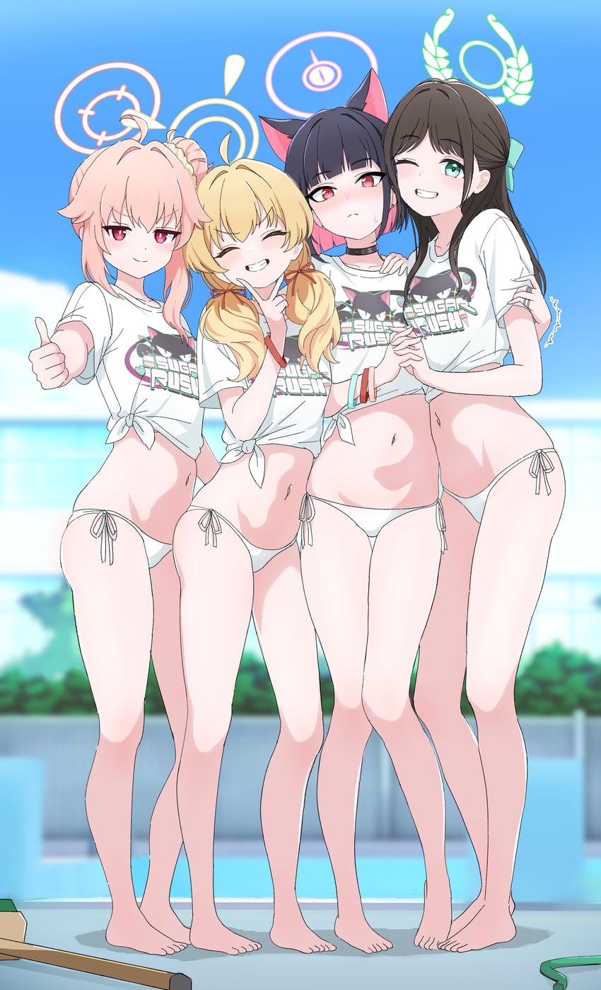 kazusa, natsu, airi, and yoshimi (blue archive) drawn by nakaoka_ramu