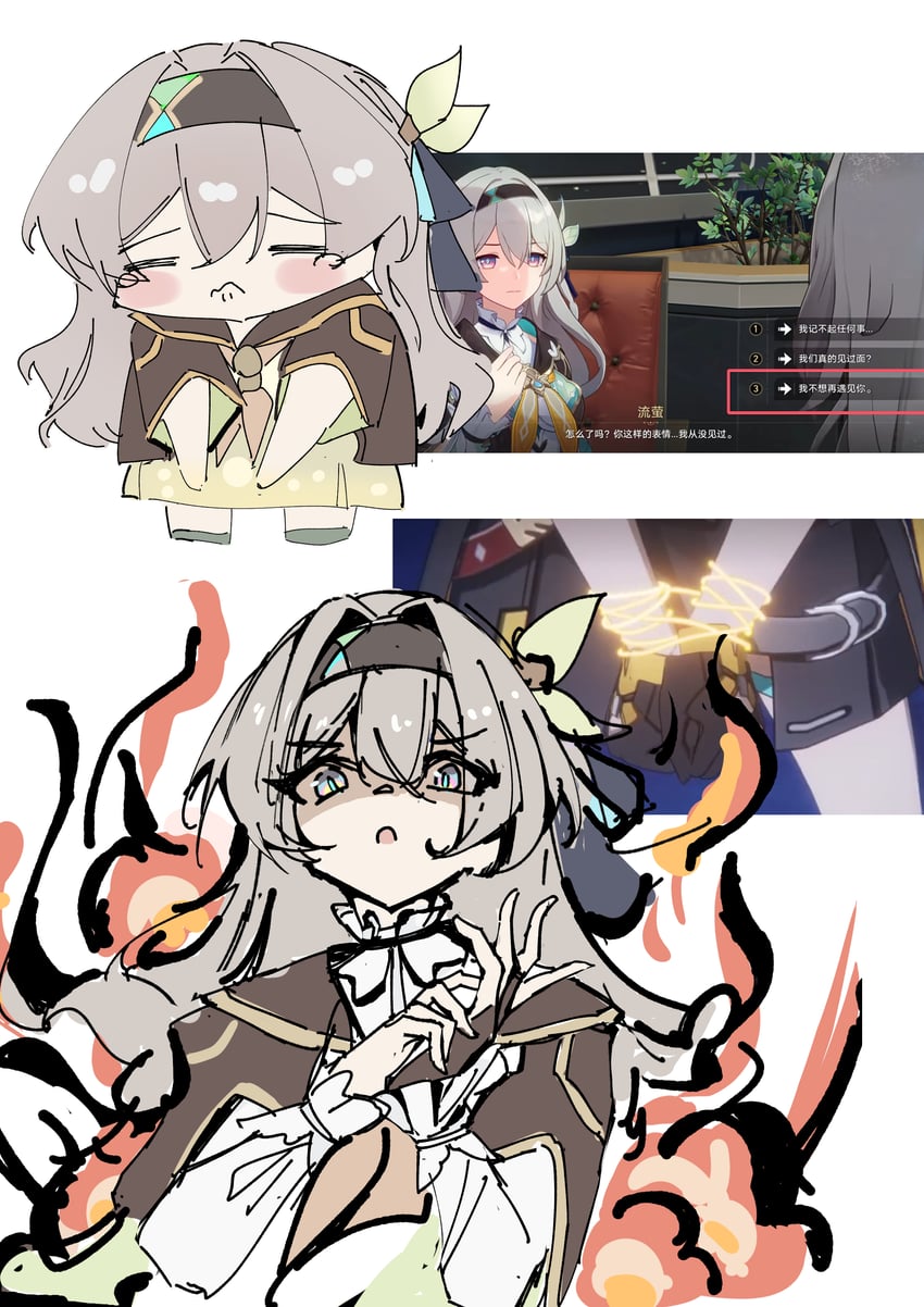trailblazer, firefly, and stelle (honkai and 1 more) drawn by hua_(yijing)