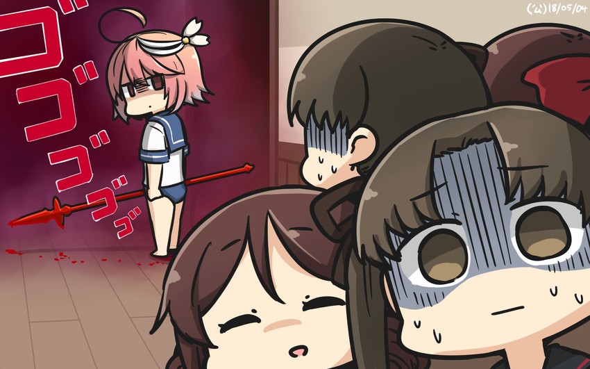 i-58, ayanami, harukaze, and ayanami kai ni (kantai collection and 2 more) drawn by hamu_koutarou