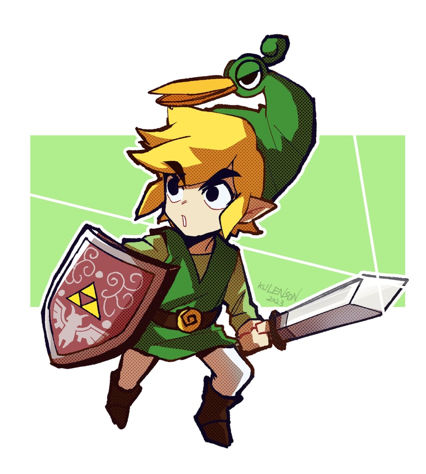 link, toon link, and ezlo (the legend of zelda and 1 more) drawn by kulenson