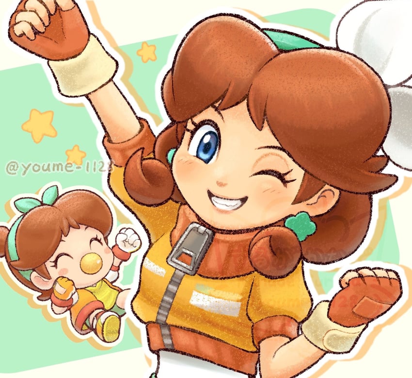princess daisy and baby daisy (mario and 2 more) drawn by suruga_kanade