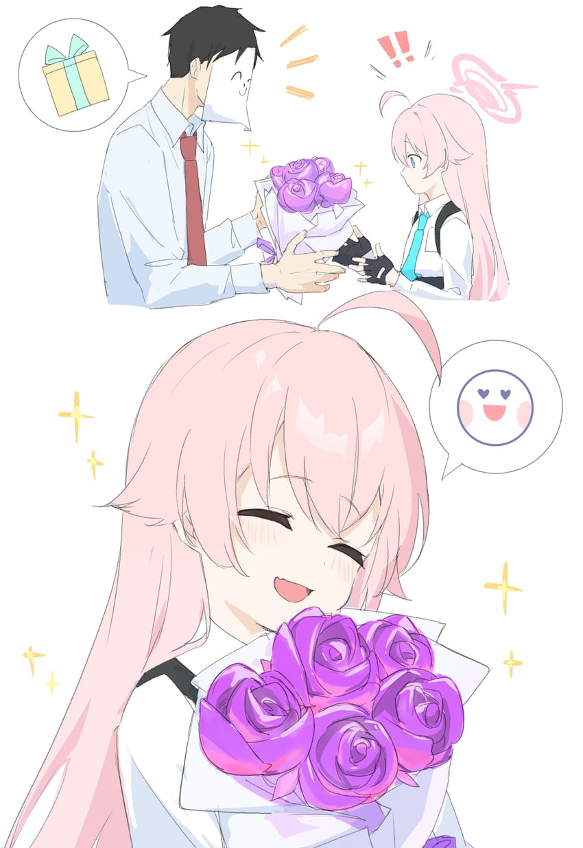 sensei, doodle sensei, and hoshino (blue archive) drawn by haru_15_hiko