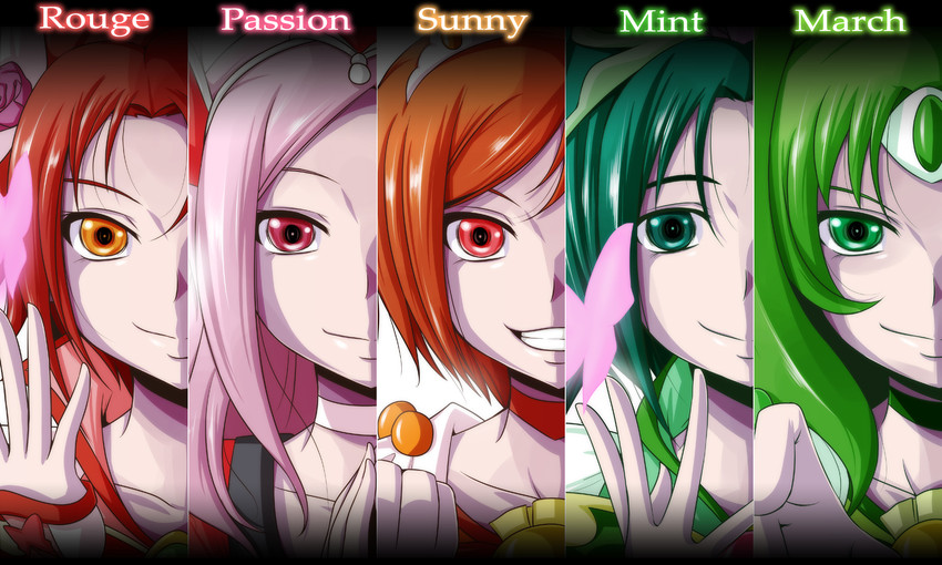 midorikawa nao, hino akane, higashi setsuna, cure march, cure sunny, and 5 more (precure and 4 more) drawn by nishi_koutarou