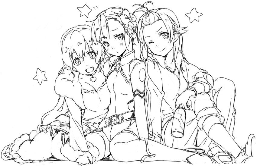 fin e ld si laffinty, kyouno madoka, and muginami (rinne no lagrange) drawn by kirisawa_saki