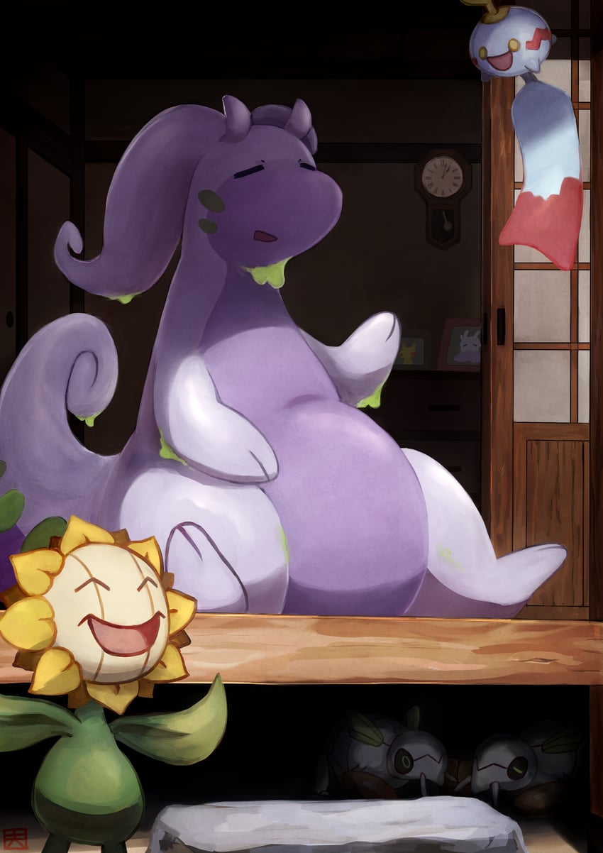 pikachu, goomy, chimecho, sunflora, and nincada (pokemon) drawn by ieaka