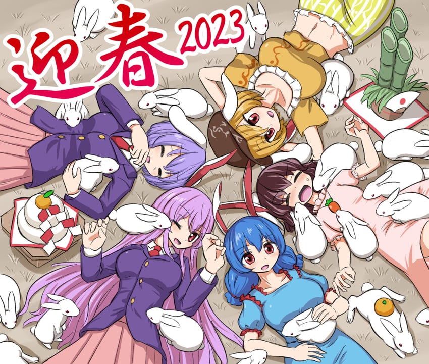 reisen udongein inaba, inaba tewi, seiran, ringo, and reisen (touhou) drawn by igu_(103milk)