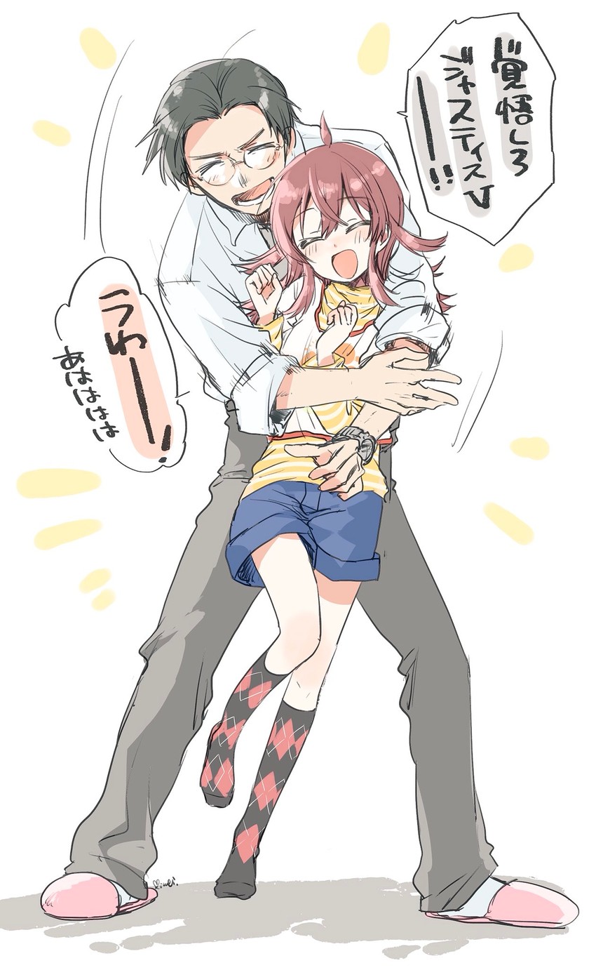 producer and komiya kaho (idolmaster and 1 more) drawn by kuroi_mimei