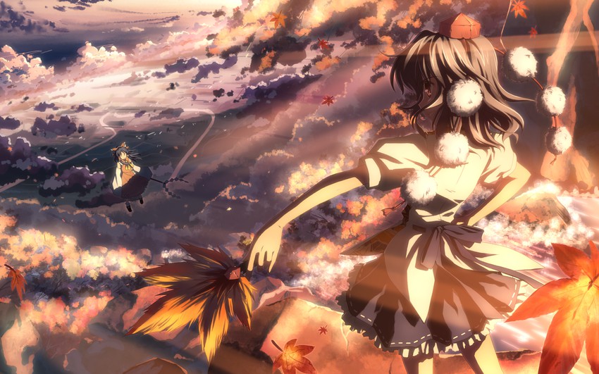 hakurei reimu and shameimaru aya (touhou) drawn by yuuki_tatsuya