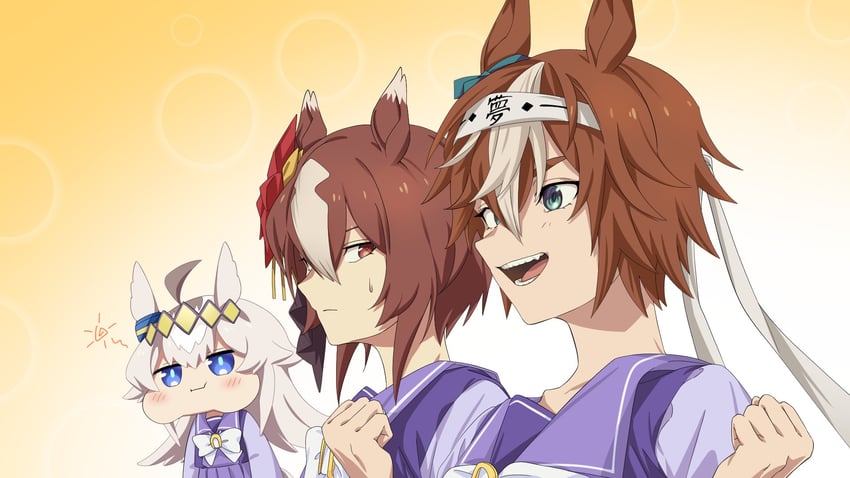 oguri cap, yaeno muteki, and bamboo memory (umamusume and 1 more) drawn by yangmal_(uma_red_sheep)