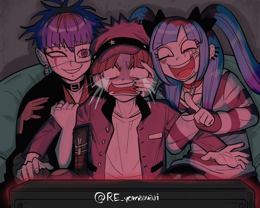 omokage yugamu, amemiya darumi, and maruko gaku (the hundred line -last defense academy-) drawn by furukawa_(yomawari)