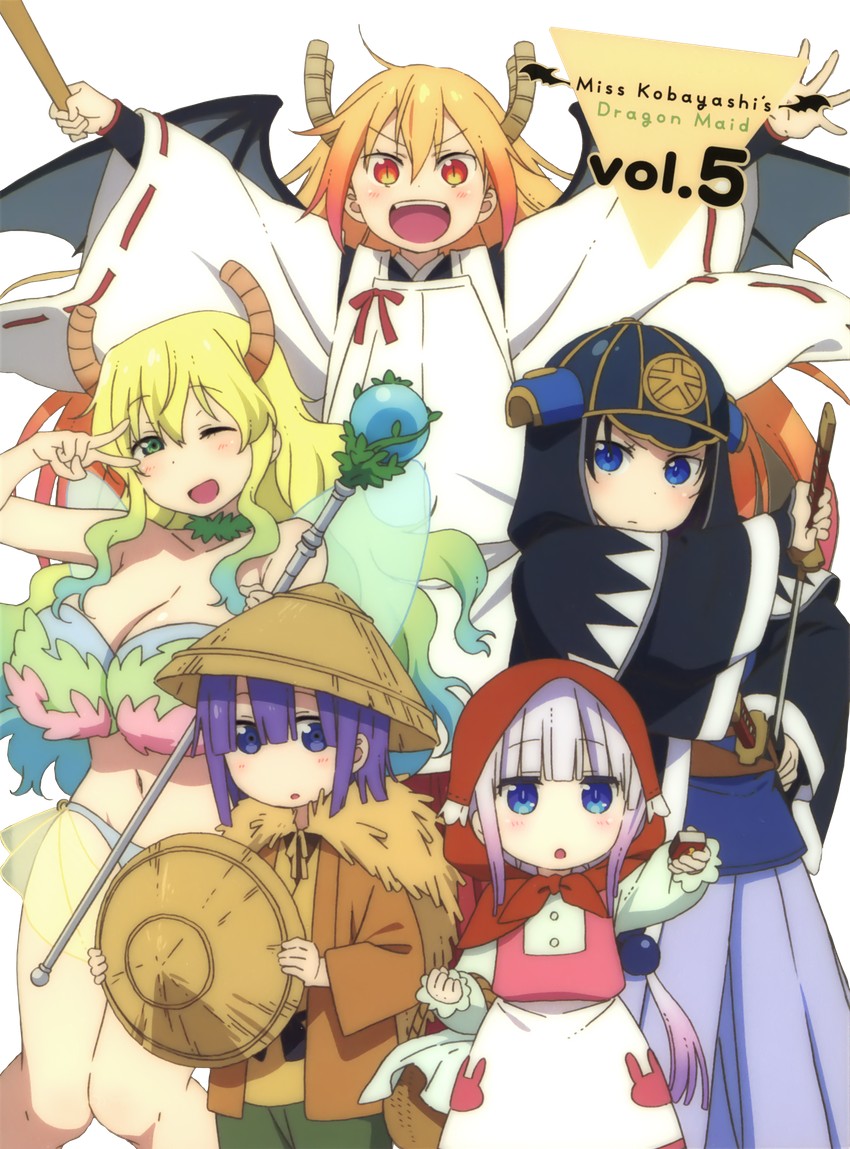 kanna kamui, tohru, lucoa, elma, and magatsuchi shouta (kobayashi-san chi no maidragon)