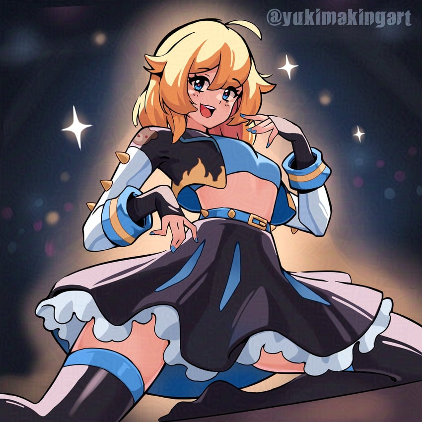 bridget, burnice white, and roger (zenless zone zero and 1 more) drawn by yukimakingart