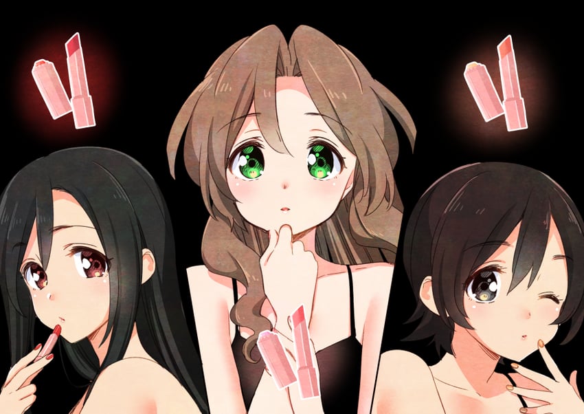 tifa lockhart, aerith gainsborough, and yuffie kisaragi (final fantasy and 2 more) drawn by krudears