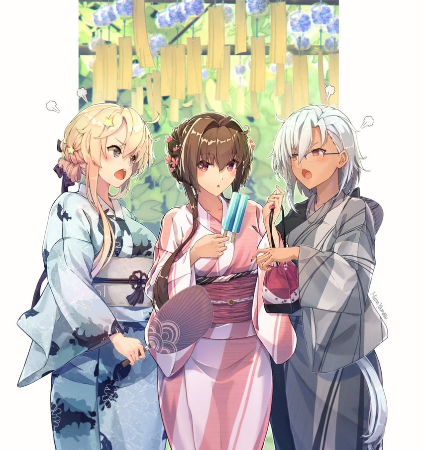yamato, musashi, iowa, and musashi kai ni (kantai collection) drawn by himeyamato