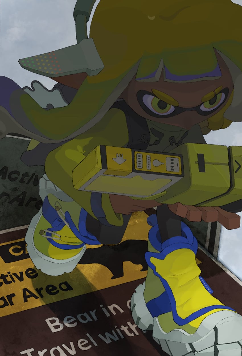 inkling player character, inkling girl, and agent 3 (splatoon and 1 more) drawn by hyper_chikuwabu