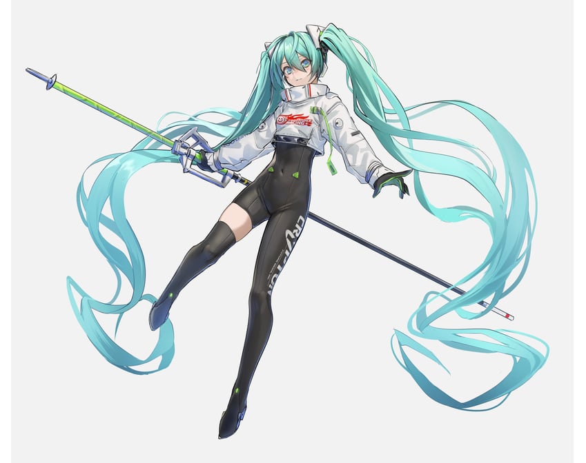 hatsune miku and racing miku (vocaloid and 1 more) drawn by deluxe<<<